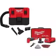 Milwaukee Wet/Dry Vac 1.6-Gal + Oscillating Multi-Tool Kit 12V Li-Ion Cordless