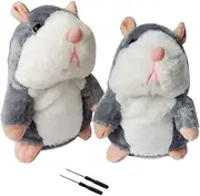 2 Pack Gray Talking Hamster Toy Animal Talking Toys Repeats What You Say Mimicry Pet Talking Record for Boys and Girls