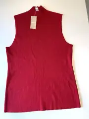 Chicos NWT Red Sleevless Turtleneck Tank Ribbed Size 2