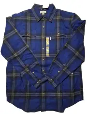 Carhartt Original Fit Flannel Shirt Long Sleeve Blue Plaid Mens XL Tall Shacket