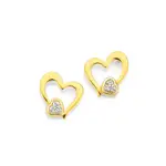 9ct Gold Diamond Double Open Heart Stud Earrings