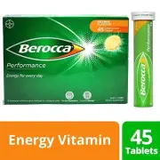 Berocca Energy Orange 12 Essential Minerals Vitamins 45 Effervescent Tablets
