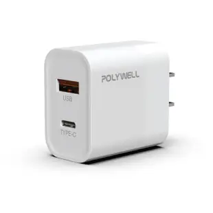 【POLYWELL】30W雙孔快充組 Type-A/C充電器+MFi認證Lightning PD編織線 2M(適用蘋果iPhone iPad 安卓快充)