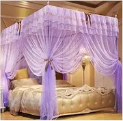 Quadrangle Post Bedspread Mosquito Net, s Princess Room Summer Lace Bed Curtain Decoration (Colour: Pink-B, Size: 200X220cm/79X87 INES) (Color : Purple, Size : 150X200cm/59X79in)