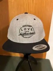 Jameson Block Party Snap Back Baseball Cap Hat Gray Dark Blue NEW - 20% Wool OS