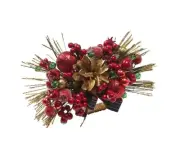 Kim Seybert Holly & Sprig Napkin Ring in Red, Green & Gold, Set of 4