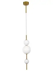 Abacus 3 Light LED Colour-Shifting Single Drop Convertible Pendant/Wall Light in Aged Brass with Gloss Opal Glass