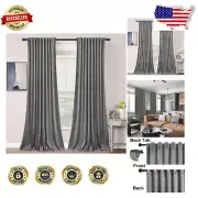 Luxurious 96" Velvet Curtain Panels - Soft Grey Light Filter with Back Tabs
