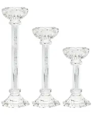 Godinger Dazzle Scalloped 3pc Tapered Crystal Candlestick Set