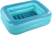 Inflatable Kiddie Pool, 45" x 35" X 14" Green Kids Swimming Pool Summer Water Fun Bathtub with Inflatable Soft Floor