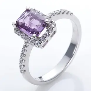 【DOLLY】14K金 無燒斯里蘭卡紫色藍寶石1克拉鑽石戒指(009)