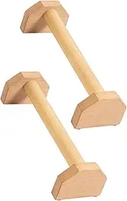 Frediuo 2X Pushup Bars Stands Fitness Strength Training Push up Bars Wooden Parallettes for Travel Indoor Outdoor Home Gymnastics Gym