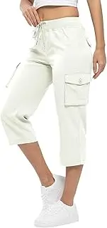 [Generic] Women's Solid Color Casual Hiking Pants Outdoor Pants /4 Summer Pants Capri Cargo Pants Lightweight Stretch Hiking Pants Overalls High Waist Sequin Pants