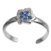 Leaf Blue Simulated .925 Sterling Silver Toe Ring