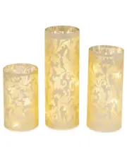 Gerson International Set Of 3 Lighted Glass Luminaries, Illuminated By String Lights