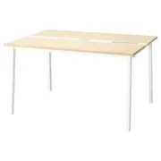 MITTZON conference table, birch veneer/white, 140x108x75 cm