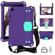 Hive SamSung Tab A 8.0 T290/T295 (2019) Tablet Case Durable Stand Cover With Shoulder Strap-PurpleAqua