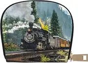 [EdWal] Steam Train Print Card Holder Unisex Credit Card Case for Men and Women Leather Card Holder, Slim Business Card, White, One Size