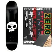 ZERO Skateboard Deck SINGLE SKULL 8.0 with MOB Griptape