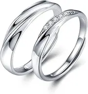 [sassu fine] Endless Love Couple Rings Swarovski Cubic Zirconia Silver 925 Adjustable Rings Wedding Rings Promise Rings (Couple Rings)