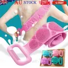 Exfoliating Back Strap Scrub Bath Silicone Shower Body Scrubber Brush Wash Clean