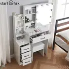 Dressing Table Makeup Sliding Mirror Light Vanity Dresser Set Bedroom with Stool