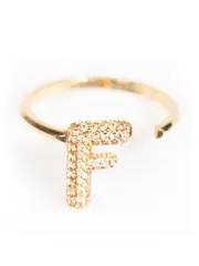 Gold F Logo Crystal Embellished Ring