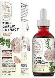 Bright Horizon Health Pure Garlic Extract with Allicin – New, Alcohol Free Formula, 11X Stronger -Immune Support, Vegan Friendly - Raw Garlic in Liquid Form - 2 fl.oz Bottle…