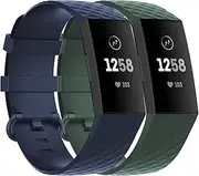Bakcuby Band for Fitbit Charge 4 Charge 3 Bands, Soft Silicone Sport Watch Strap Replacement Wristband for Fitbit Charge 4 Charge 3 Charge 3 SE, Women Men Small Large, 2 Pack