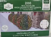 Holiday Time 200 Multicolor High Density LED Net Lights 16 sq ft New