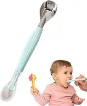 Fruit Scratching Feeding, Double Head Feeding Spoon for Babies, Fruit Scraping Mud Spoon, Baby Guided Weaning Accessories, Double Head Silicone Spoon for Scraping Hard or Soft Vegetables