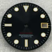 Golden Trim Black Background Nail Watch Dial with Green Lume for NH35/36 Movemen