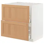 METOD / MAXIMERA base cab f sink+2 fronts/2 drawers, white/Vedhamn oak, 80x60x80 cm