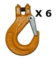 6 x 10mm Clevis Sling Hook G80 Alloy Steel Lifting 4x4 Chain Rigging 3.2T WLL