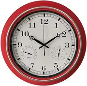 Outdoor Garden Wall Clock, with & Humidity Garden Clocks Outdoor Waterproof and Sunscreen Outside Clock Outdoor Wall Clock Indoor Outdoor Decoration 18 Inches Multicolor E