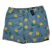 Club Room Pineapple Stripes Swim Trunks Mens 2XL Ink Blue Quick Dry Pockets $45