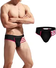 [GENEMEN] Mens Straps Thong Underwear Ice Silk Briefs G-string Panties Sexy Lingerie Straight Men Underpants