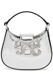 Self-portrait Micro Metallic Patent Leather top Handle bag - Silver ONE SIZE