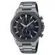 【CASIO 卡西歐】EDIFICE 八角扁平錶圈三眼輕薄太陽能藍寶石計時不鏽鋼腕錶-灰框X黑面(EFS-S570DC-1A)