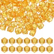 10mm Acrylic Cube Faceted Beads, 200 Pcs Diamond Spacer Beads, Gold