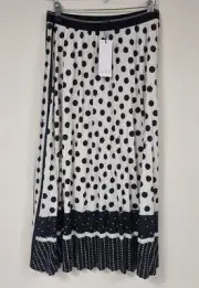 OUI Womens Polka Dot Midi Skirt - Off White / Black, Size 12 UK