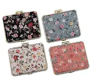 4PCS Square Lipstick Case with Mirror Lipstick Case Double Branch Storage Case Kiss Lock of Iron Mini Portable Vintage Floral Pattern Jewelry Case Cosmetic Case (Style 1, One Size)