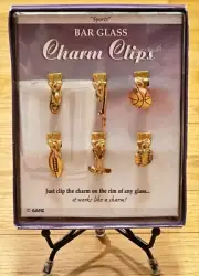 Ganz Bar Wine Glass Charm Clips Sports Set of 6
