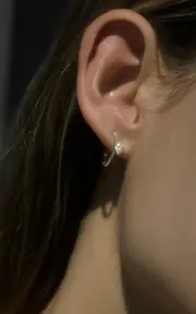 [KATKIM] Marquise Crescendo 18K Yellow Gold Diamond Hoop Earrings