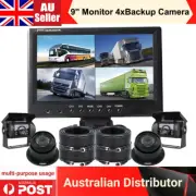 iPoster 9'' Quad Monitor Side Rear View Camera 4x IR CCD Camera For Truck RV Bus