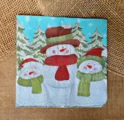 L-010 Snowmen Design Luncheon Sz Paper Napkins For Decoupage Crafting