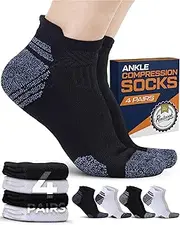 Pembrook Ankle Compression Socks for Women & Men - 4 Pairs | Sports Running Compression Socks | Athletic Ankle Support Socks