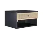 Nathan James Wall Mounted Floating Bedroom Nightstand 16" W/Drawer Black/Rattan