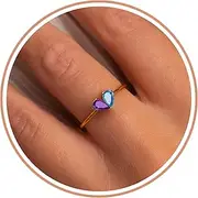 [BTYSUN] Birthstone Rings for Women Non Tarnish Gold Rings Mothers Day Gifts Birthday Gifts for Teen Girls Dainty 14K Plated Adjustable CZ Stacking Promise Ring Christmas Stocking Stuffers Anniversary Jewelry
