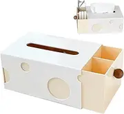 QUSHEJIAND Multifunctional Tissue Box Tissue Storage Box Rectangle Tissue Box Holders,Tissue Box Cover with Remote Control Holder for Vanity Countertop, Office, Living Room, Night Stands